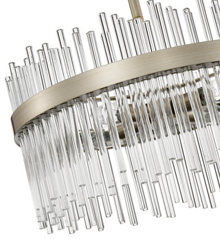 Eva Brushed Silver-ish Champagne Clear Glass Bars Flush Mount