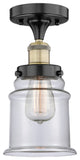 Canton-1 Light 6" Semi-Flush Mount-Black Antique Brass, Clear Glass Shade