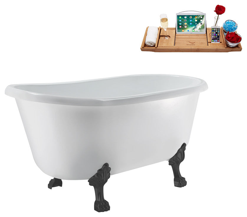 57'' Streamline N375BGM-IN-GLD Soaking Clawfoot Tub and Tray with Internal Drain