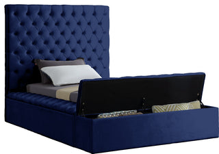 Bliss Velvet Upholstered  Bed, Navy, Twin