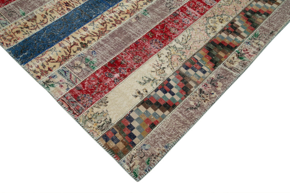 Rug N Carpet - Hand-Knotted Anatolian 6' 8" x 10' 1" Wool Patchwork Area Rug