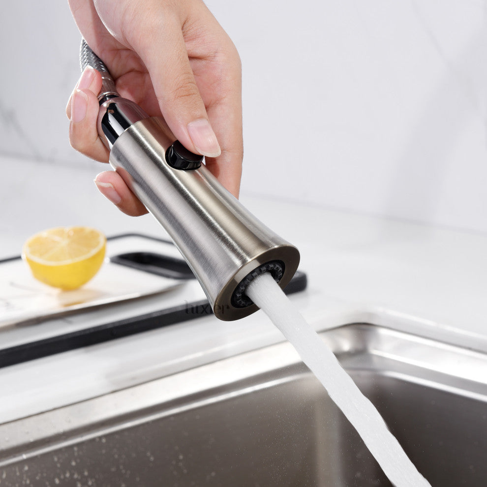 Luxier KTS11-T Single-Handle Pull-Down Sprayer Kitchen Faucet, Brushed Nickel
