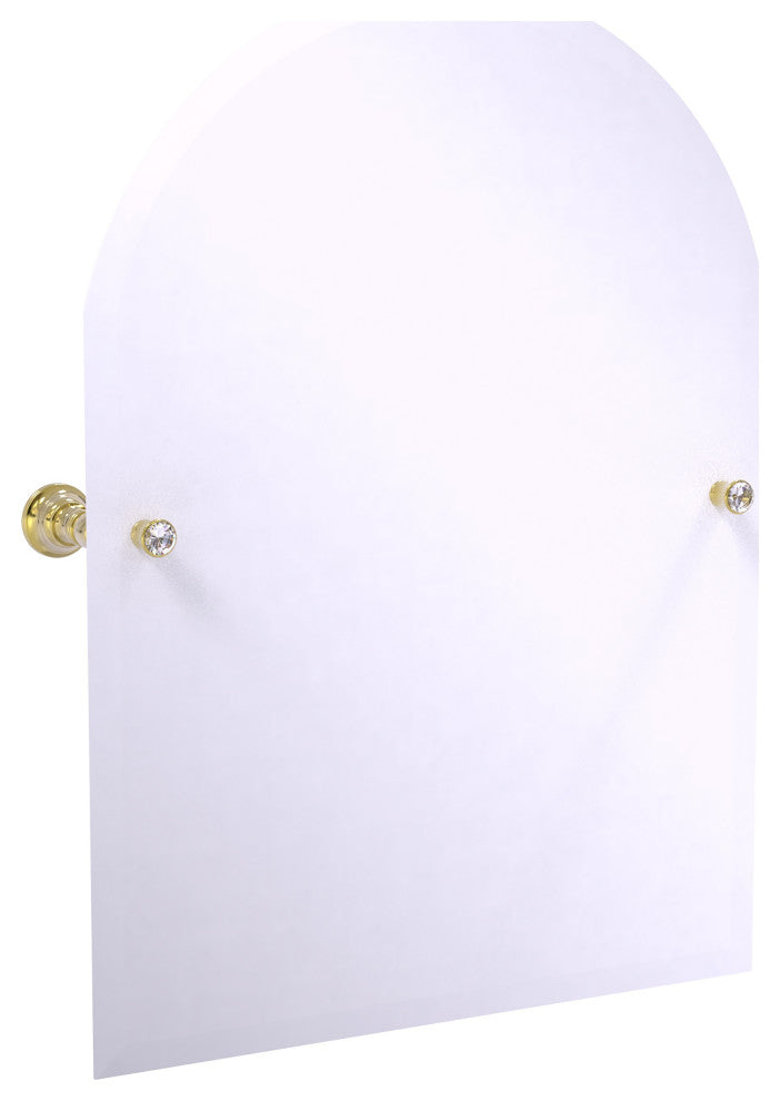 Carolina Crystal Frameless Arch Top Tilt Mirror, Beveled Edge, Unlacquered Brass