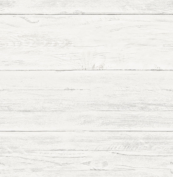 Wood Board Wallpaper, White, Sample