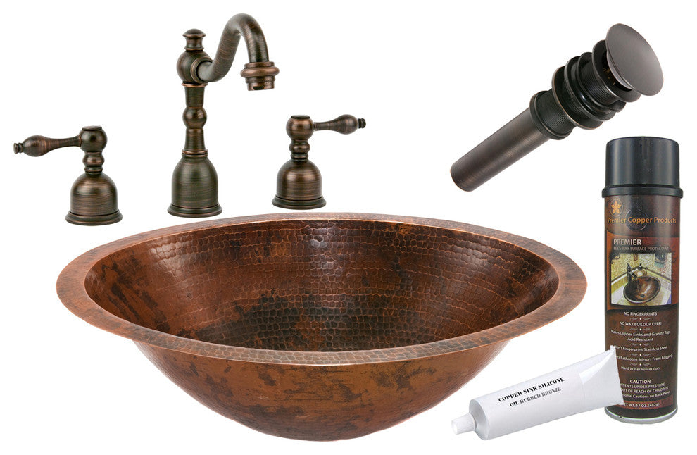 Premier Copper Products BSP2_LO20FDB 20" Under Counter Copper Sink Package