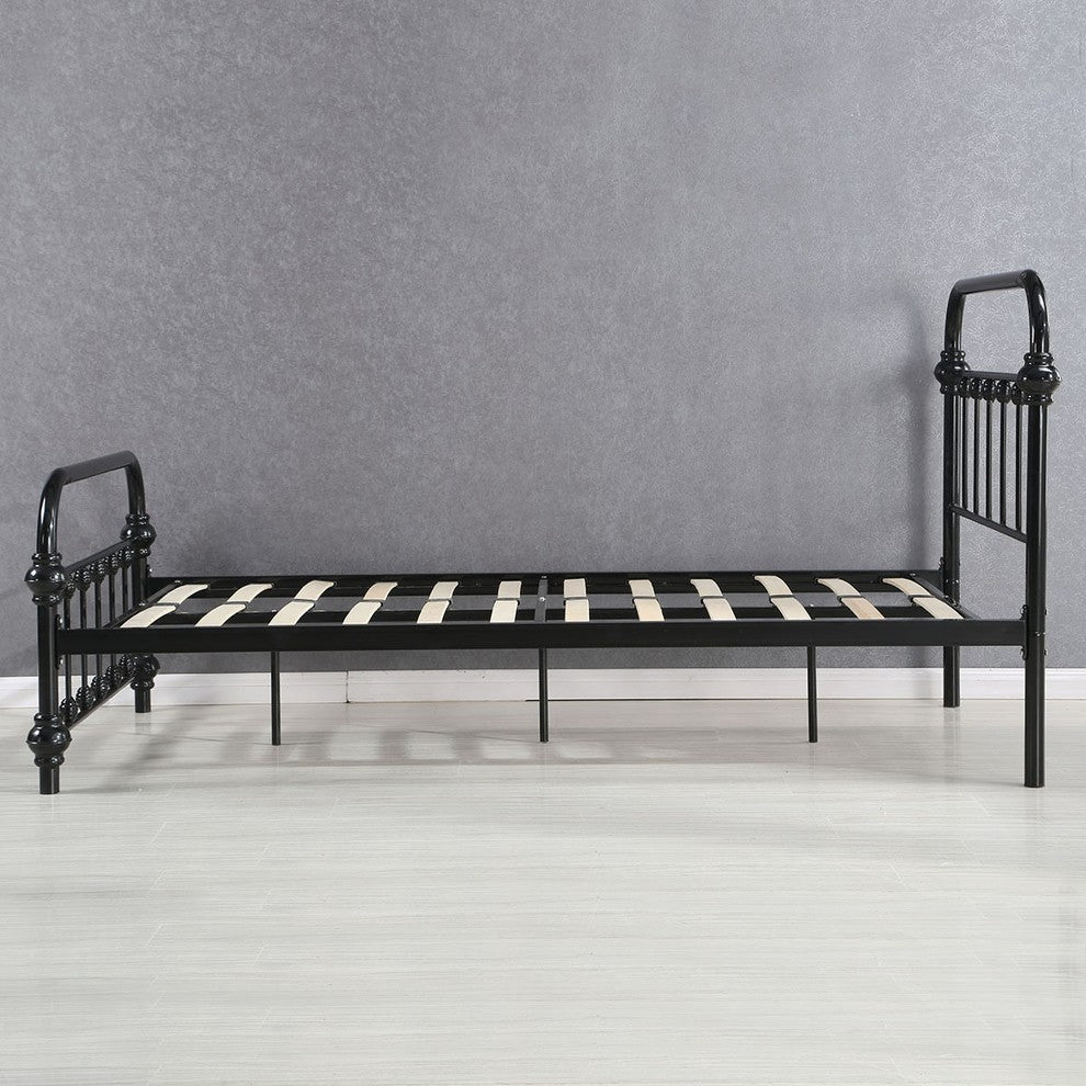 Durable Twin Size Wood Slats Steel Bed Frame