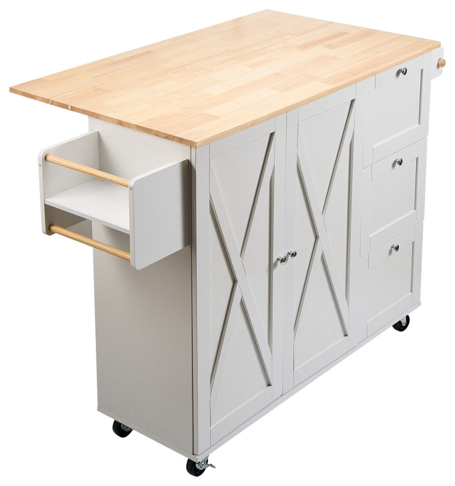 VEVOR 45.3" Kitchen Island Cart Rolling Storage Cabinet Cart with Drawer & Rack