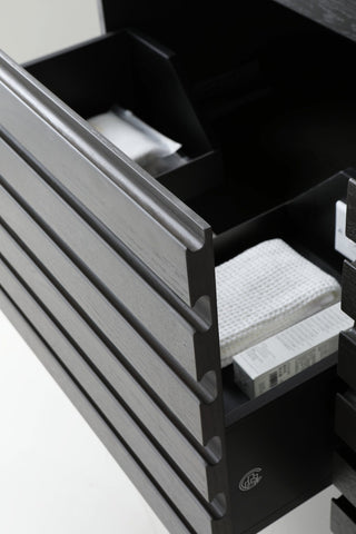 Matera Wall Mount Modern Bathroom Vanity, Charcoal, 60", White Countertop