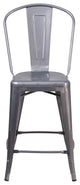 24'' High Clear Coated Counter Height Stool With Back