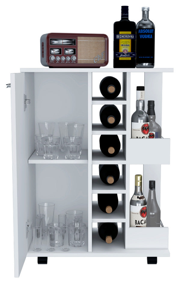 Bar Cart Wells, Living Room, White