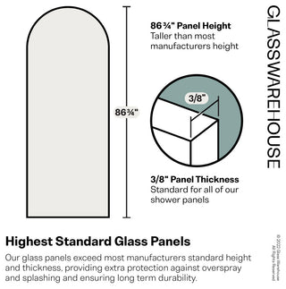 30"x86.75" Frameless Shower Door Arched Single Fixed Panel, Oil Rubbed Bronze