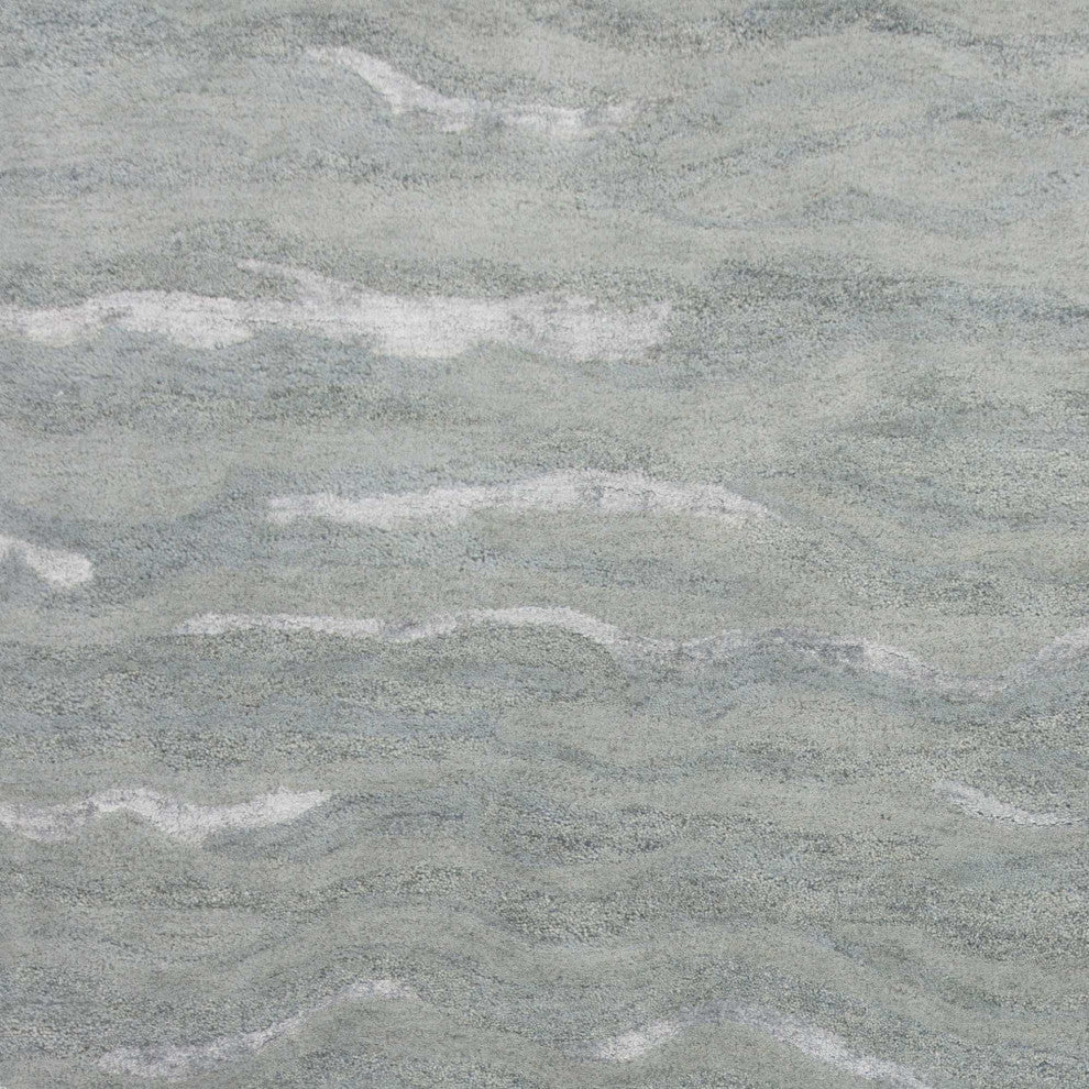 HomeRoots 5'x7' Slate Grey Hand Tufted Abstract Waves Indoor Area Rug