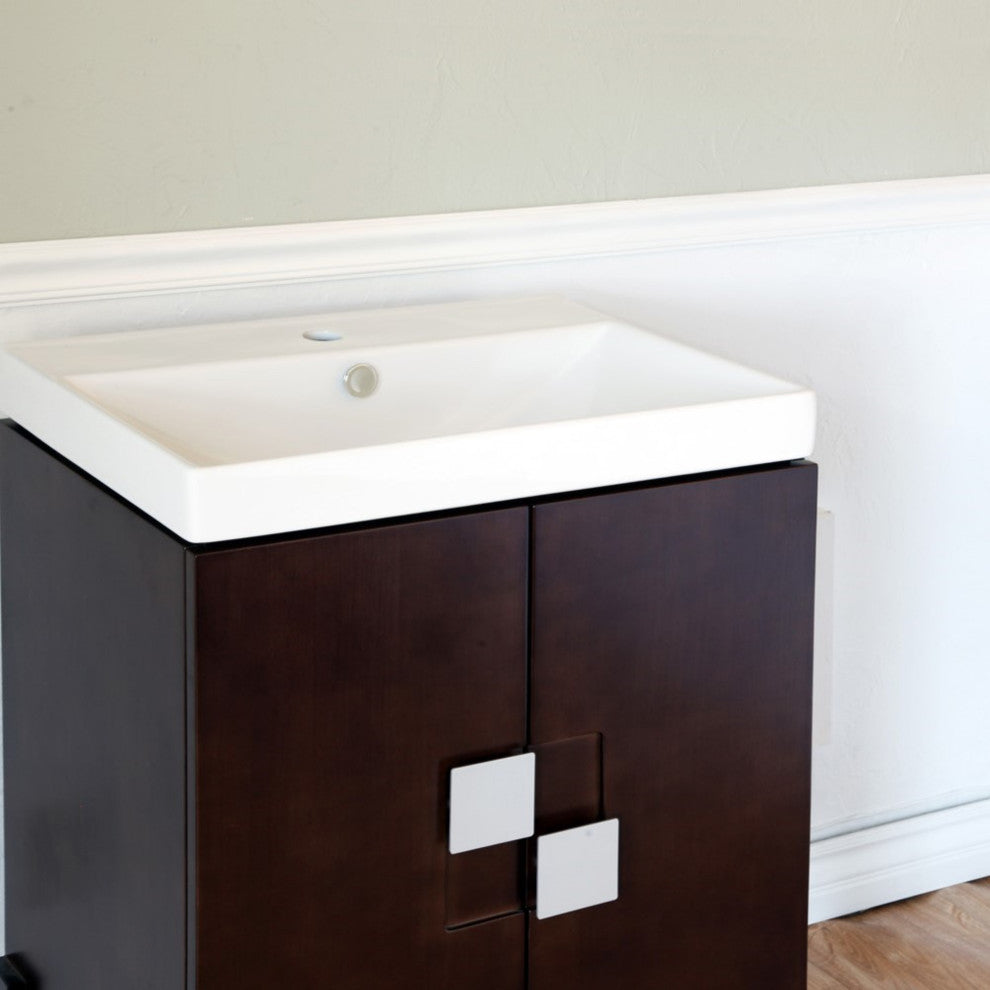 25" Single Sink Vanity-Wood-Walnut