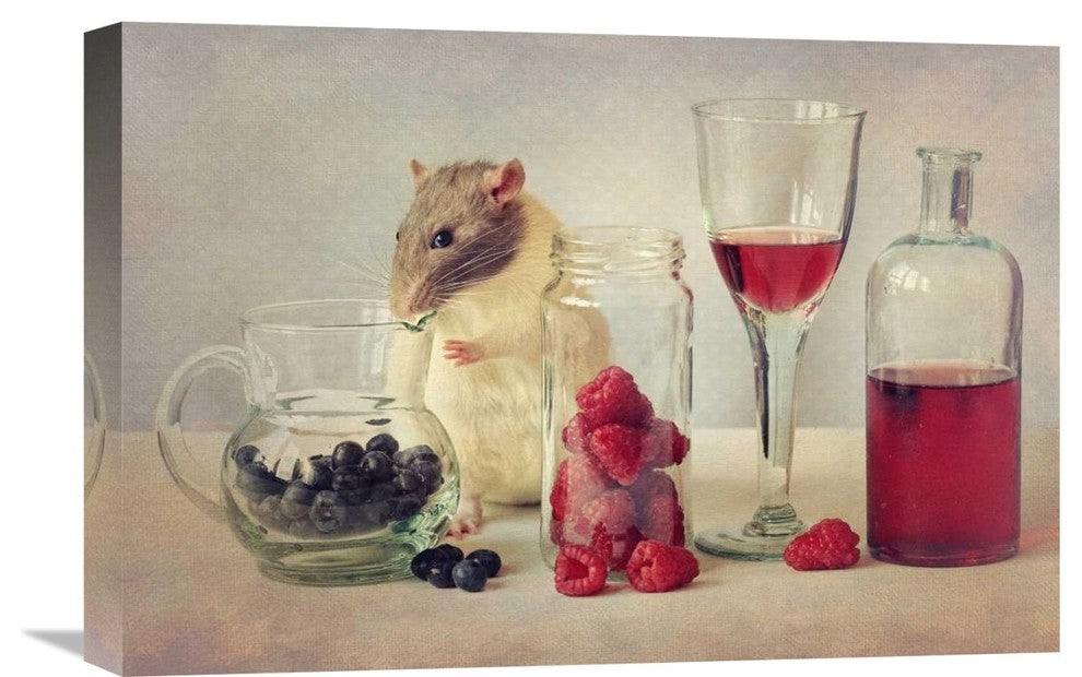 "Snoozy Loves To Eat" Stretched Canvas Giclee by Ellen Van Deelen, 22x15"