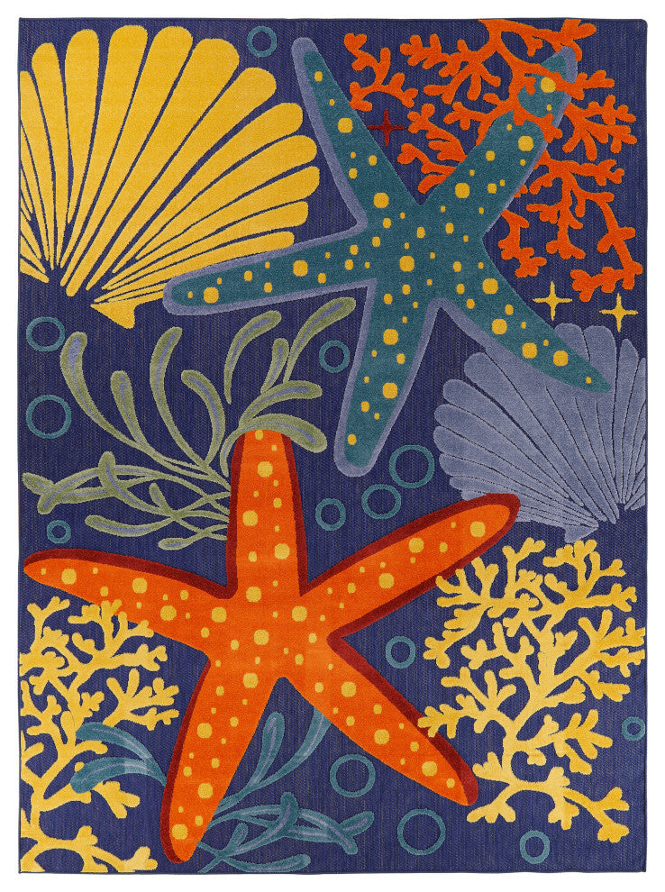 Nourison Aloha 9' x 12' Navy Multicolor Outdoor Area Rug