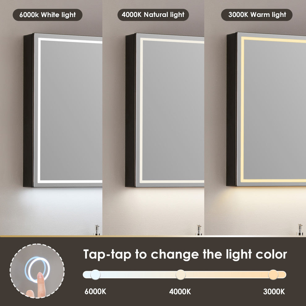 Hesili Frameless Surface-Mount LED Lighted Bathroom Medicine Cabinet, 48"