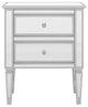 2-Drawer Mirrored Nightstand in Silver