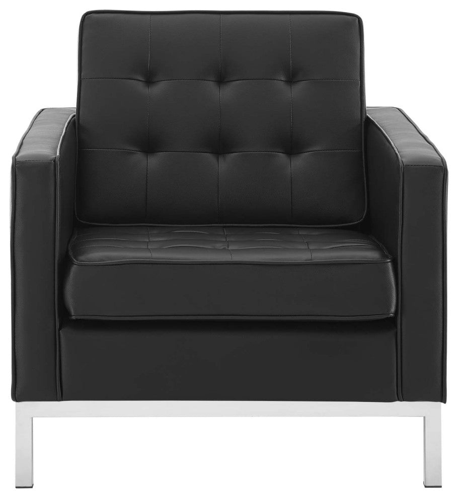 Loft Tufted Upholstered Faux Leather Armchair