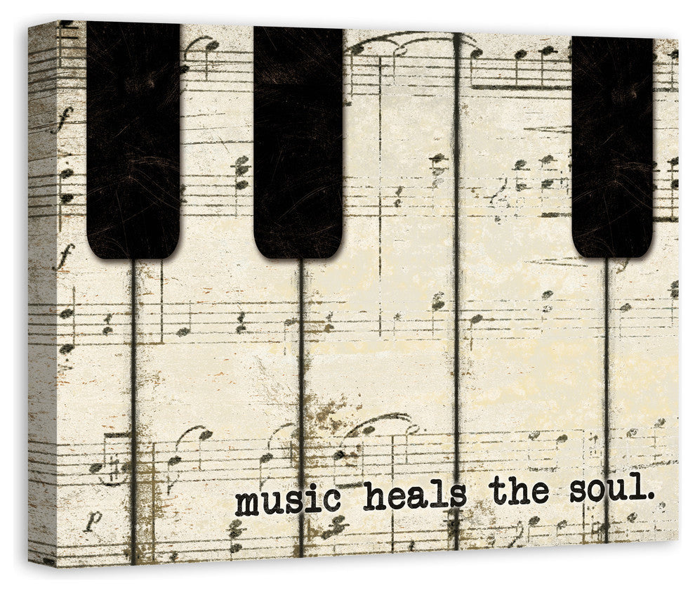Piano Keys And Music Canvas Wall Art, 30"x24", Unframed