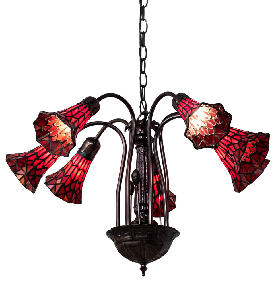 24 Wide Tiffany Pond Lily 7 Light Chandelier