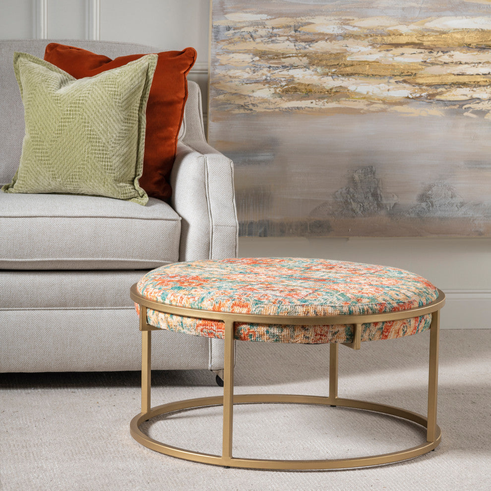 Melinda Printed Round Ottoman