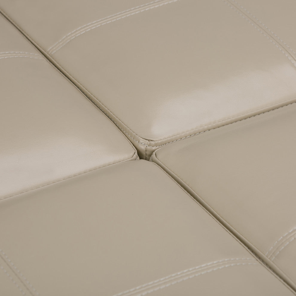 Avalon 35" Contemporary Square Storage Ottoman, Satin Cream