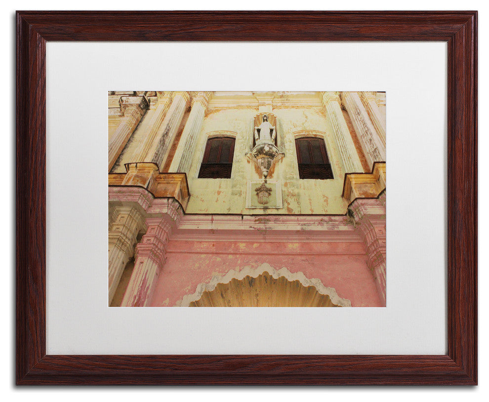 ''Church In Havana'' Matted Framed Art, Wood Frame, White Matte, 20x16