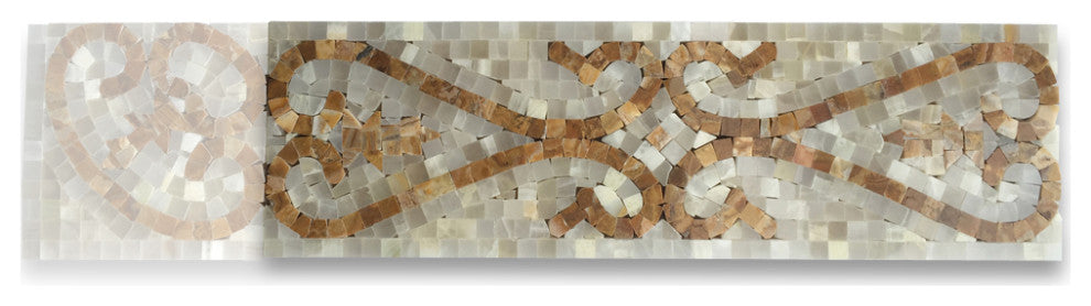 Marble Mosaic Border Listello Tile Everlasting Onyx White 4.7x15.7, 1 piece