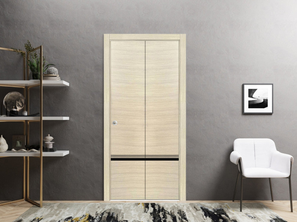 Bi-fold Doors 60 x 96 | Planum 0012 Natural Veneer with  | Sturdy Tracks