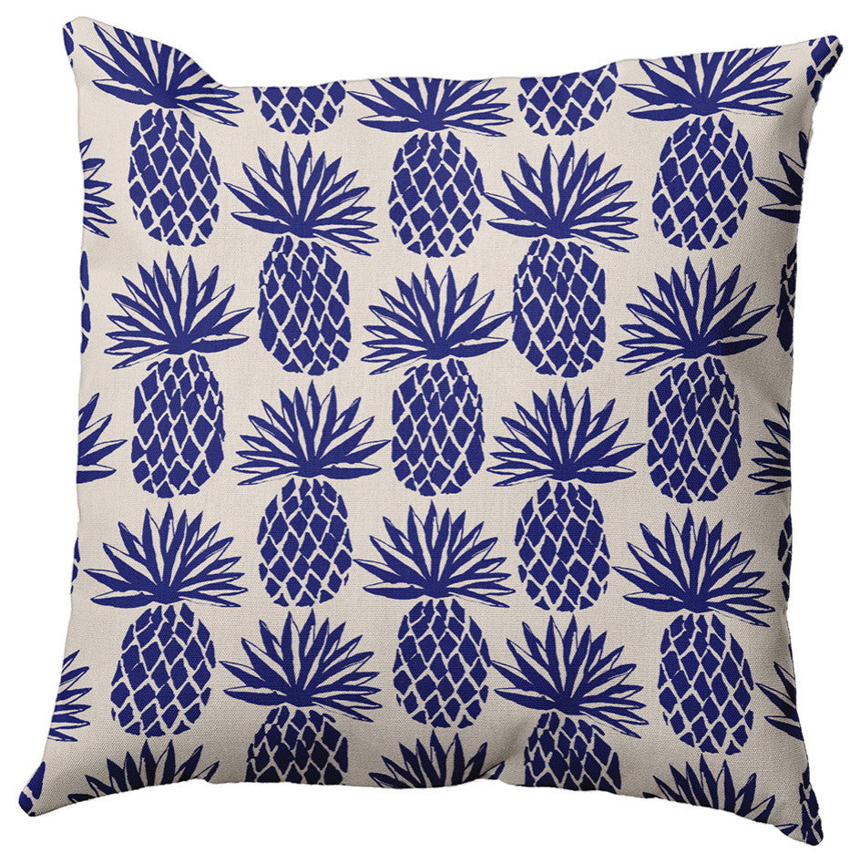 18" x 18" Pineapple Stripes Decorative Throw Pillow, Indigo Blue