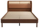 Black/Walnut Queen Wood Frame Platform Bed, Wingback Headboard, Walnut