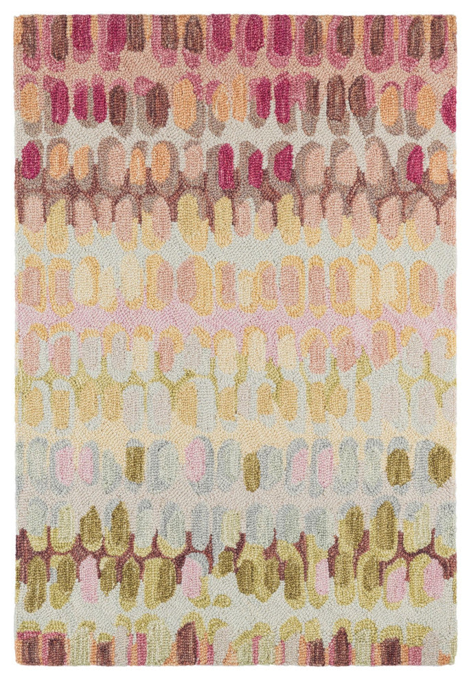Dash & Albert Paint Chip Pastel Hand Micro Hooked Wool Rug, Pink, 6' x 9'