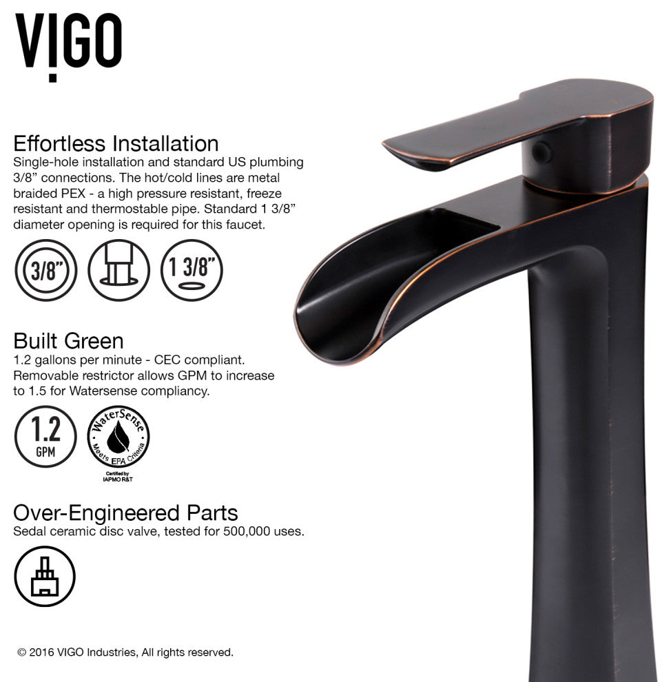 Donatello 18"L x 13"W Glass Vessel Sink and Niko 11"H Faucet Set