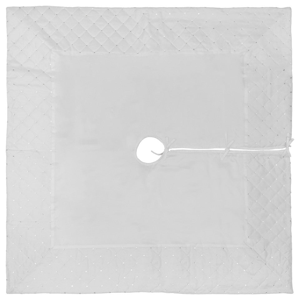 Vickerman Qtx190352 52" Ivory Quilt Stitch Jewel Christmas Tree Skirt