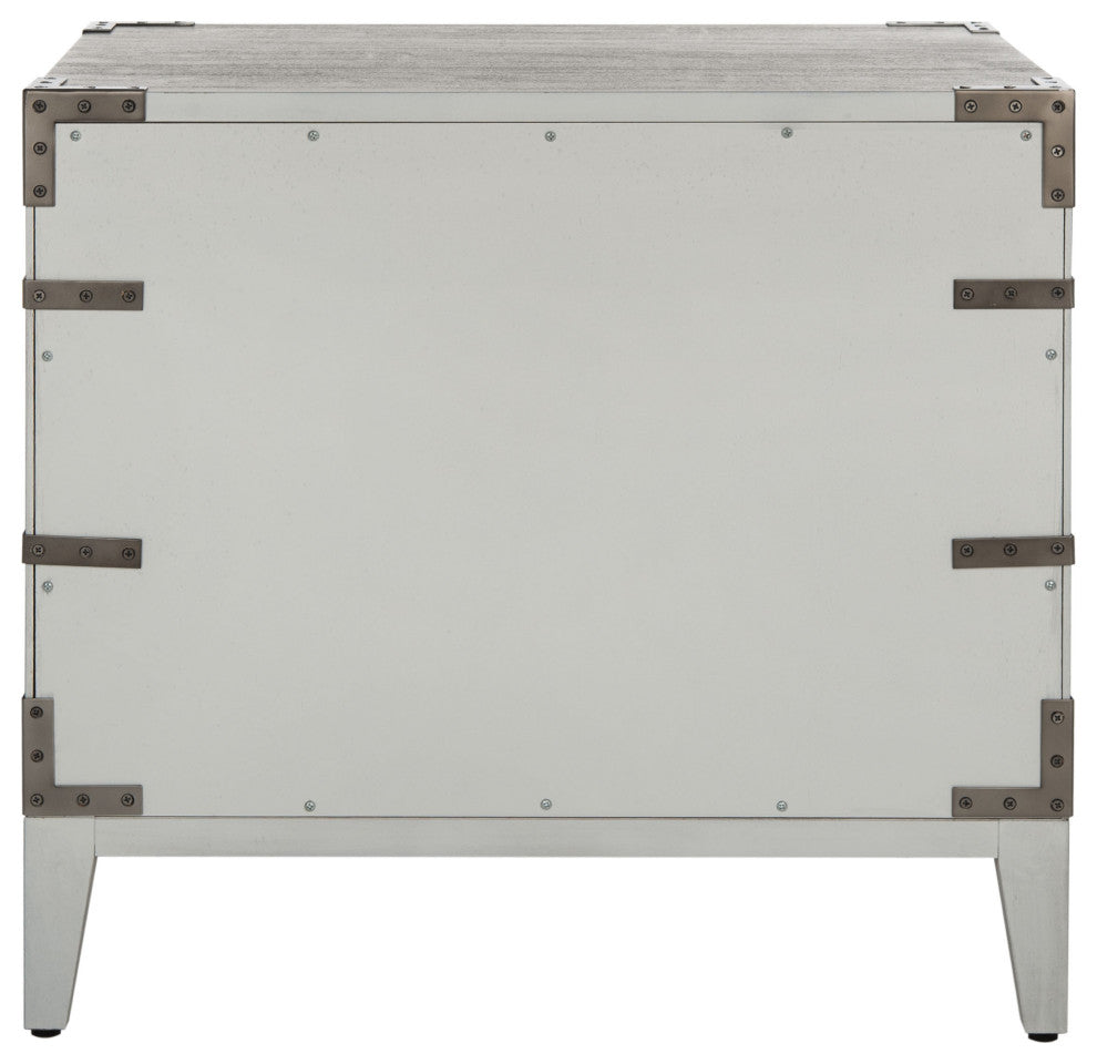 Safavieh Couture Nisha 3 Drawer Wood Nightstand, Light Grey