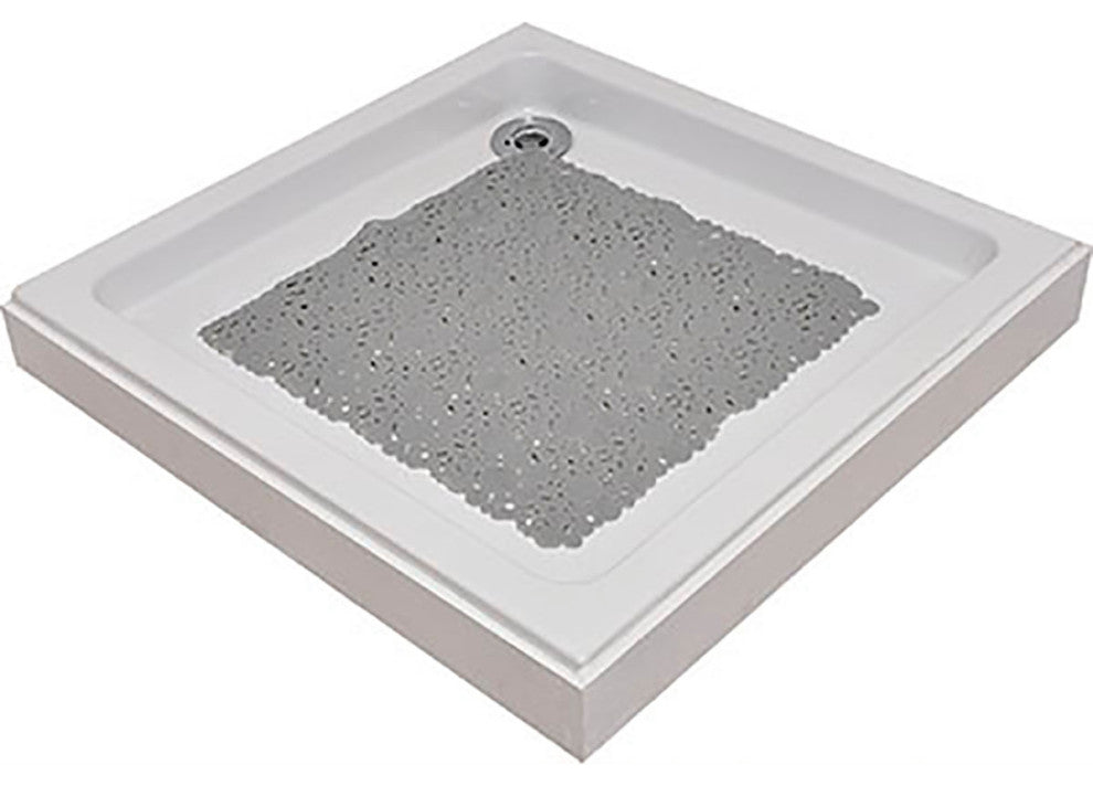 Bubbles Non-Slip Square Shower Mat 20"³L X 20"³W, Pearly Grey