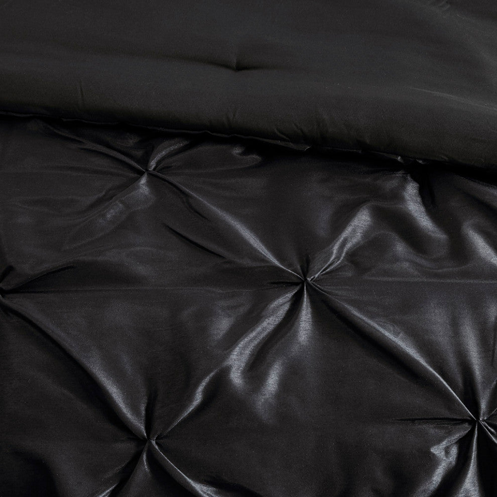 Madison Park Laurel Silky Tufted 7-Piece Comforter Set, Black