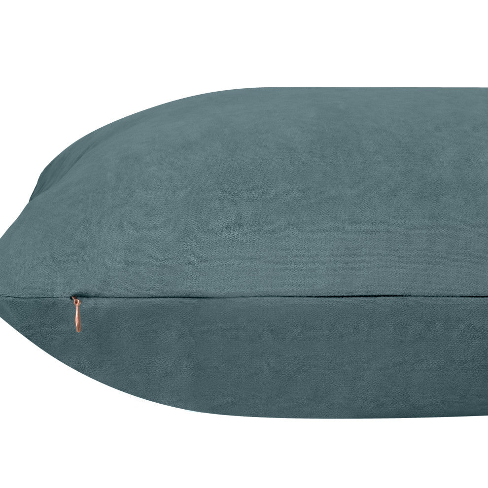 Delara Set of 1 Velvet 20x20", Cushion Cover, Stone Blue, Pillow Cover Only