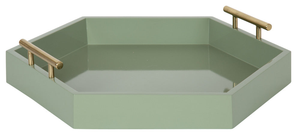 Lipton Hexagon Decorative Tray With Metal Handles, Green, 18"x18"