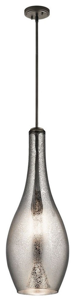 Pendant 1-Light, Chrome/Clear Glass