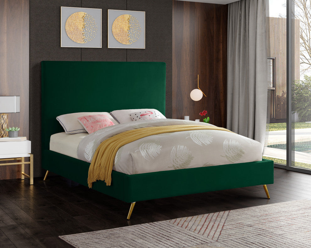 Jasmine Velvet Bed, Green, Queen