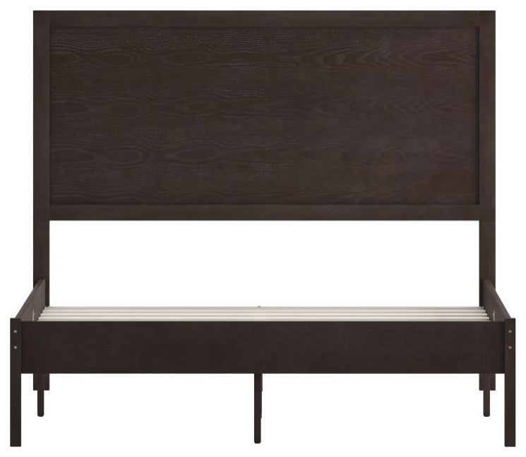 Asher Solid Wood Platform Bed with Wooden Slats and Headboard, Dark Brown, Full
