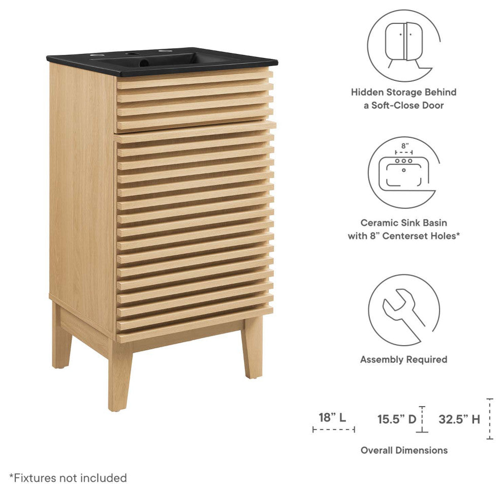 Render 18" Bathroom Vanity, Oak Black