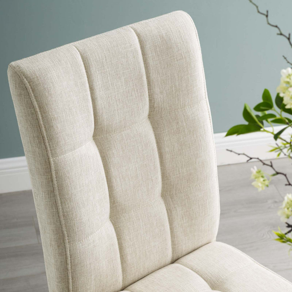 Tufted Side Dining Chair, Set of 2, Fabric, Wood, Beige, Cafe Bistro Restaurant