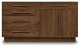 Copeland Moduluxe 35" 4 Drawer Left, 1 Drawer, 2 Doors, Dresser, Saddle Cherry