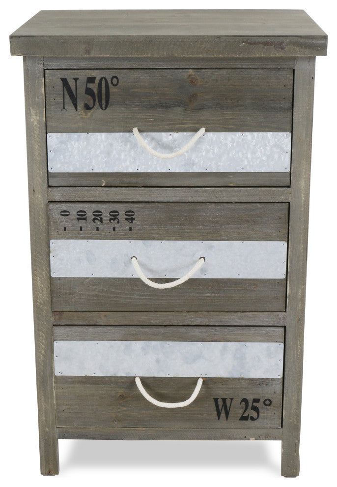 3-Drawer Rope Handle Wooden Cabinet