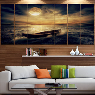 Middle of Ocean after Storm, Floral Canvas Art Print, 83"x32", 7 Panels