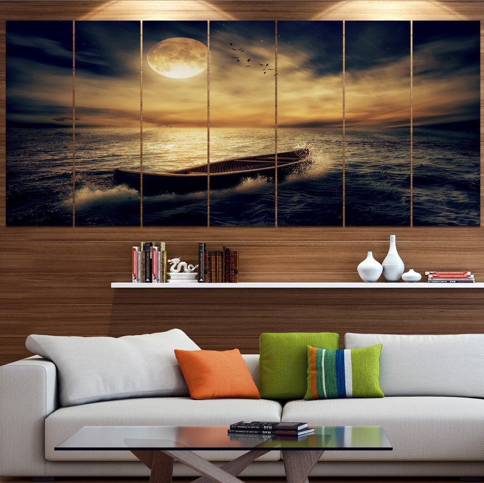 Middle of Ocean after Storm, Floral Canvas Art Print, 83"x32", 7 Panels