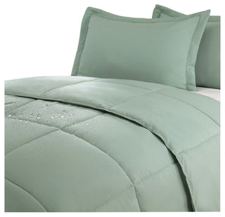 Lotus Home Water and Stain Resistant Microfiber Comforter Mini Set, Sage, King