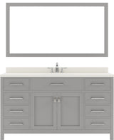 Caroline 60SG Vanity Cashmere Gray, Quartz Top, Round Sink/Chrome Faucet, Mirror